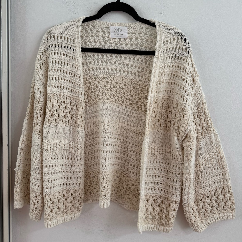 Zara Cream Chunky Knit Cardigan Sweater